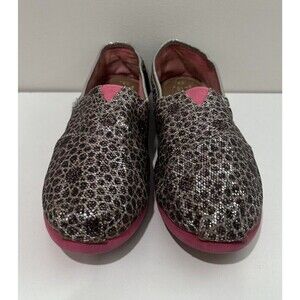 Toms girls size 4 youth pink shimmer flat slip on shoes